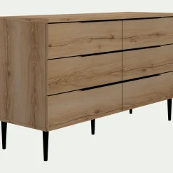 Commode 6 tiroirs en bois - bois clair