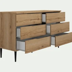 Commode 6 tiroirs en bois - bois clair