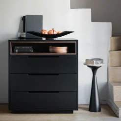 Commode 3 tiroirs en bois - noir