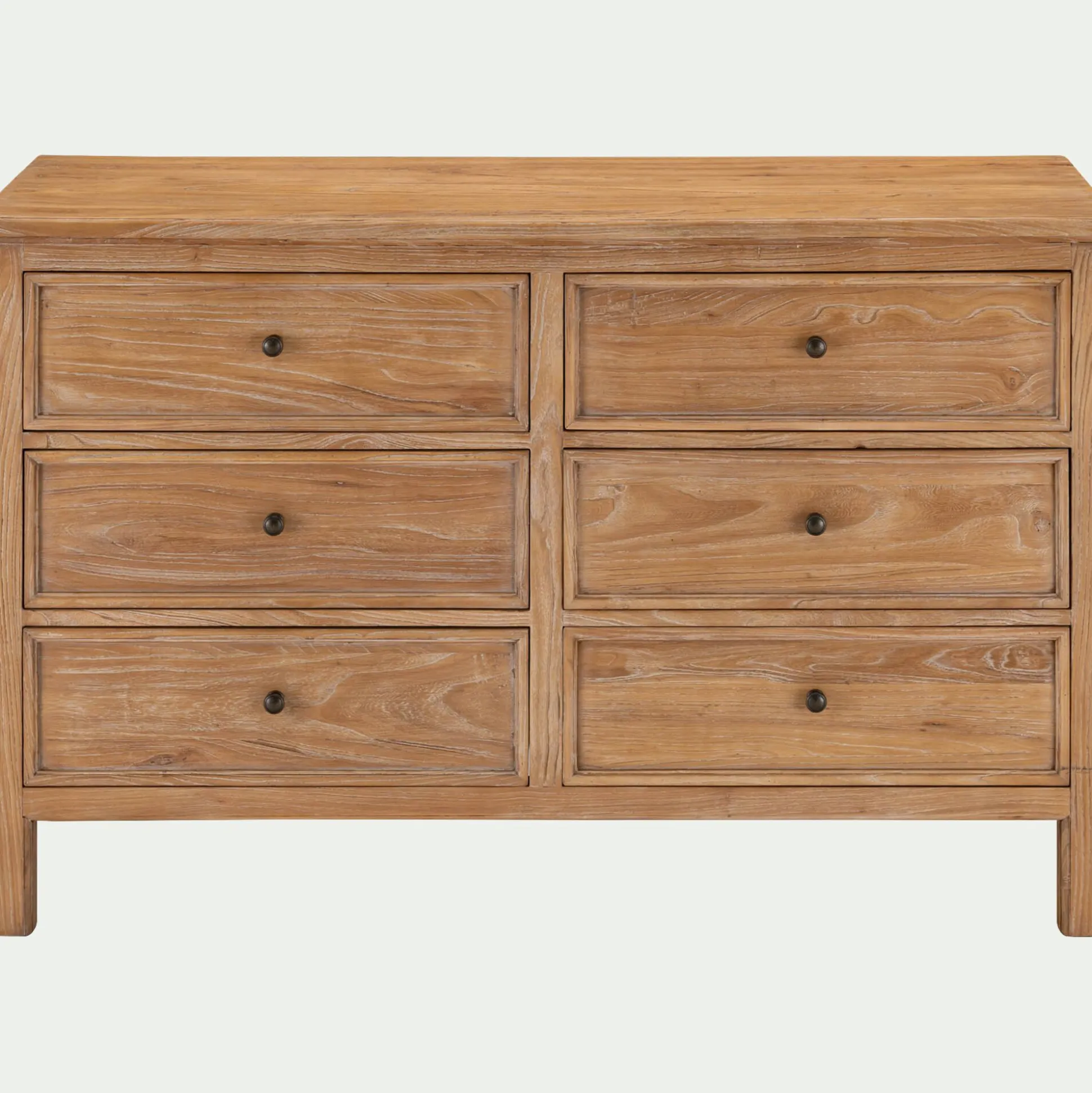 Commode 6 tiroirs en bois d'orme et de pin - bois clair