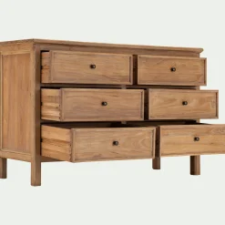 Commode 6 tiroirs en bois d'orme et de pin - bois clair