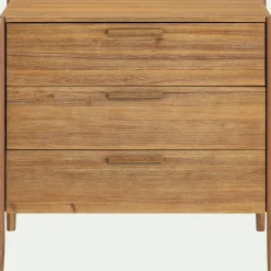 Commode 3 tiroirs en bois d'acacia massif - bois clair