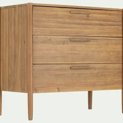 Commode 3 tiroirs en bois d'acacia massif - bois clair