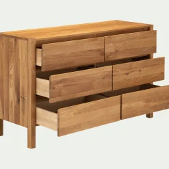 Commode 6 tiroirs en chêne L150cm - bois clair