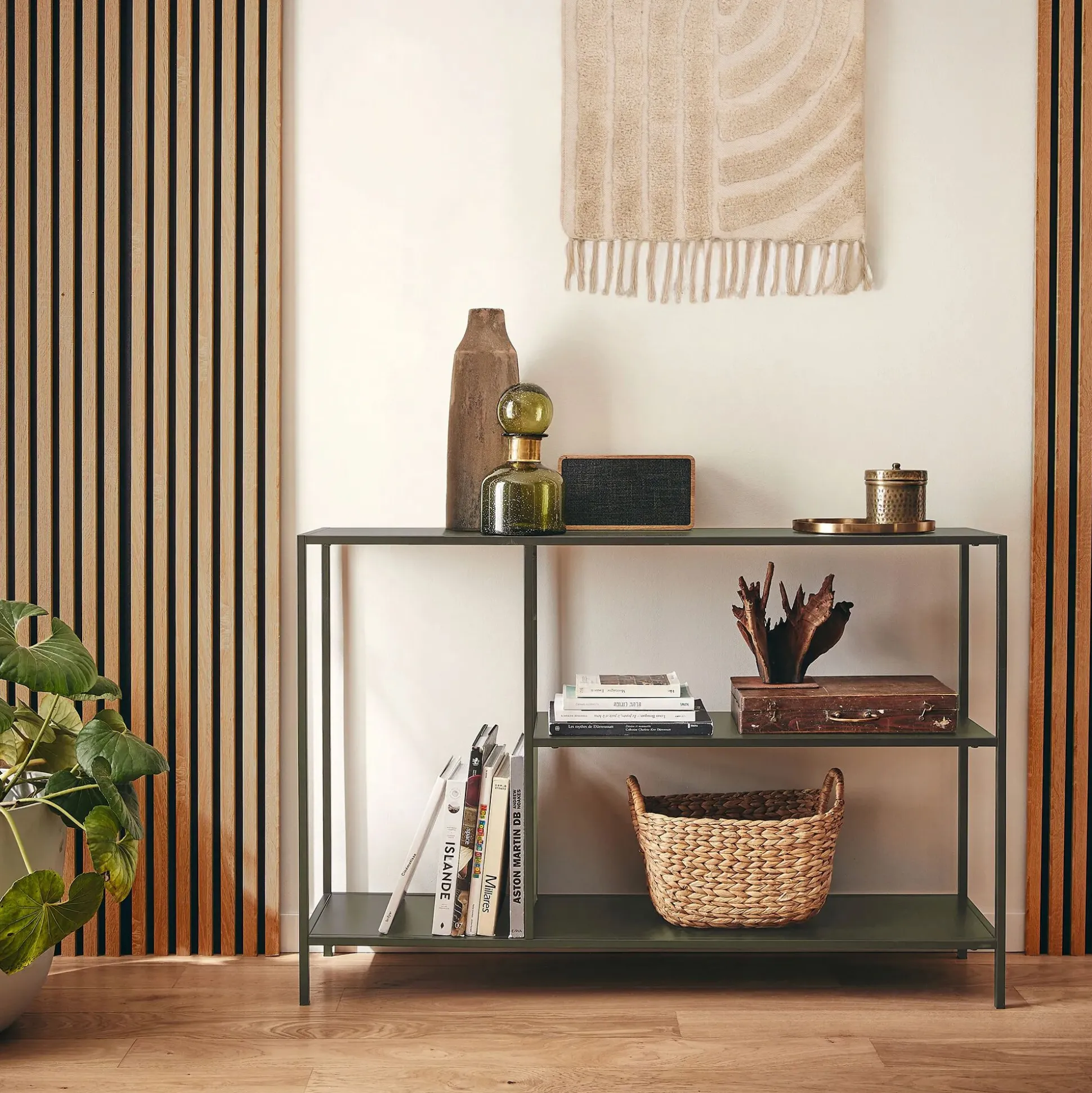 Console 3 plateaux en métal - vert cèdre