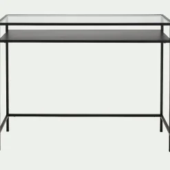 Console en verre et acier - noir L100xP35xH78cm
