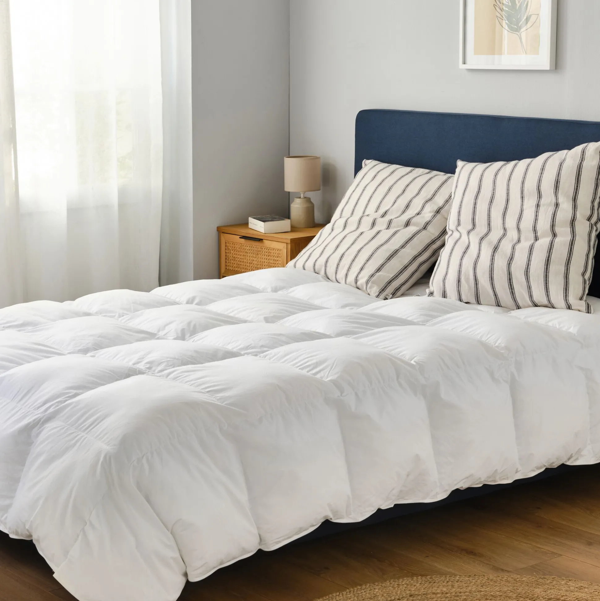 Couette chaude percale de coton et fibre siliconée 240x220cm