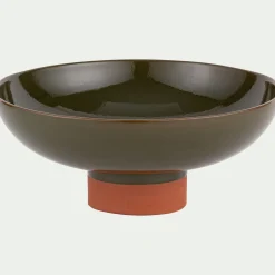 Coupe décorative bicolore en terre cuite H15,5cm - vert