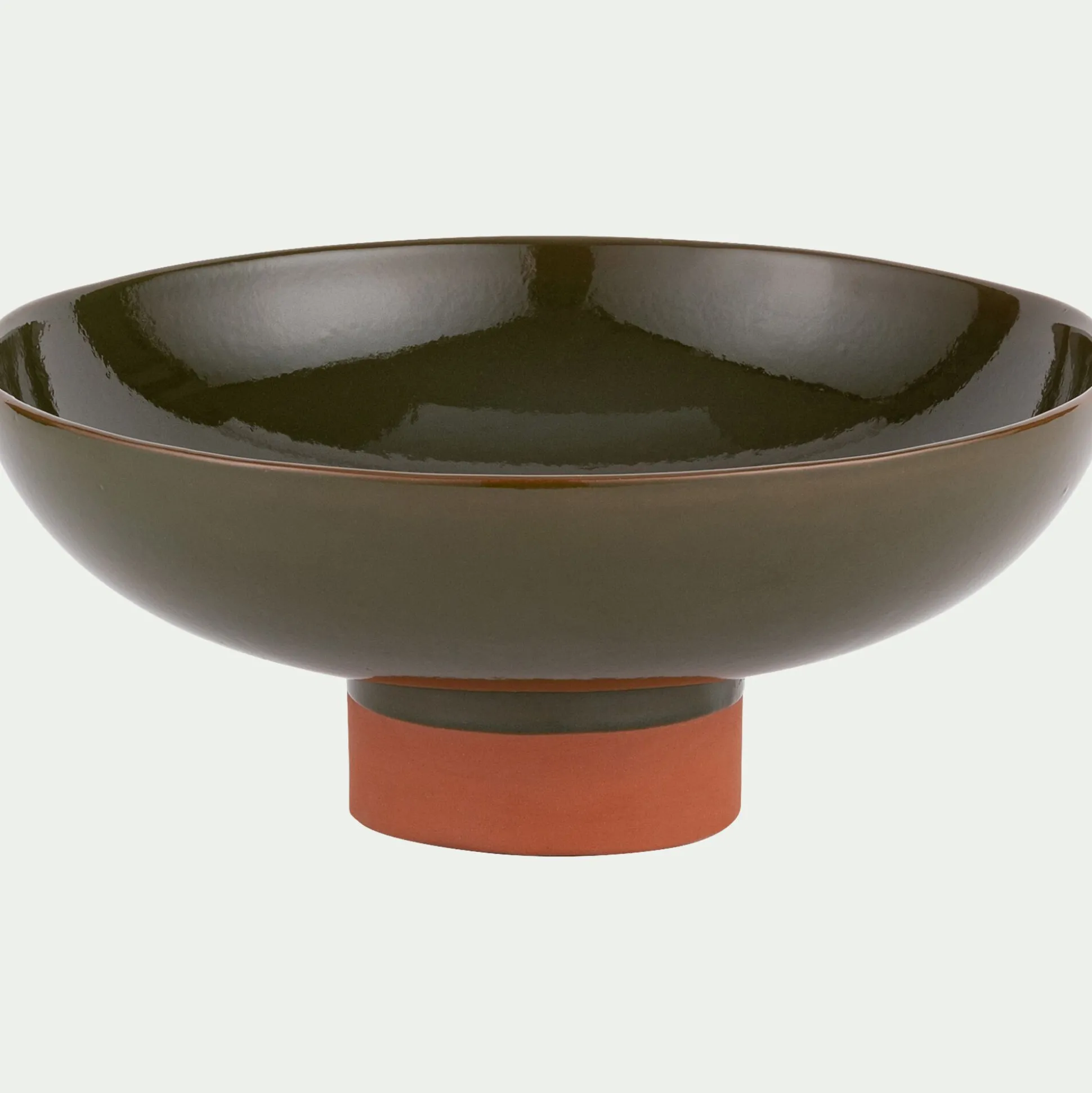 Coupe décorative bicolore en terre cuite H15,5cm - vert