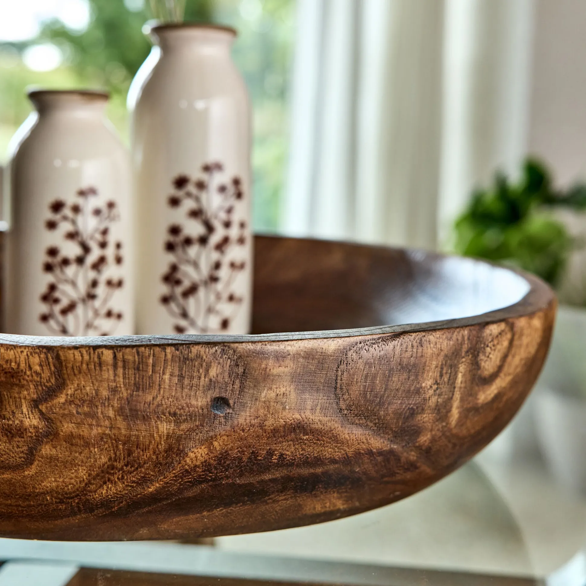 Coupe décorative en bois de paulownia D45cm - bois foncé