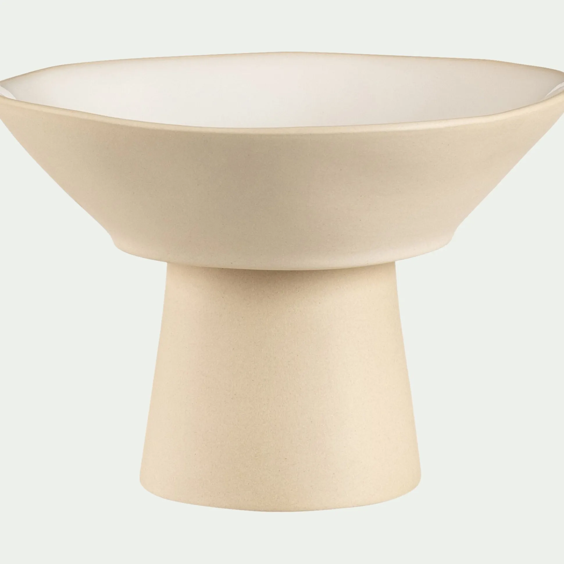 Coupe décorative en grès D15,9cm - blanc