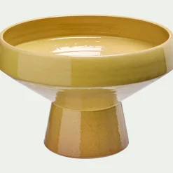 Coupe décorative en terre cuite émaillée D27xH17cm - jaune