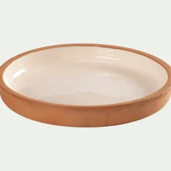 Coupe décorative en terre cuite émaillée D35cm - blanc