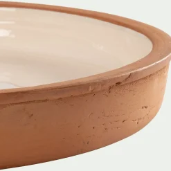 Coupe décorative en terre cuite émaillée D35cm - blanc
