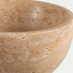 Coupe décorative en travertin D13,6xH11,5cm - naturel