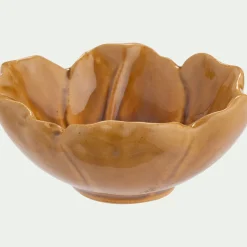 Coupelle décorative forme fleur en céramique D9,3cm - marron