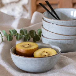 Coupelle en grès avec liseré doré D11cm - vert