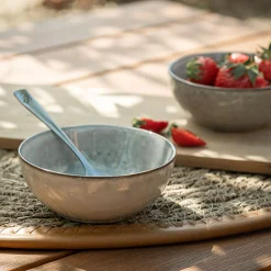 Coupelle en grès avec liseré doré D11cm - vert