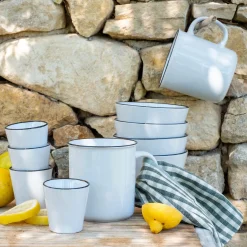 Coupelle en grès avec liseré noir D13cm - blanc