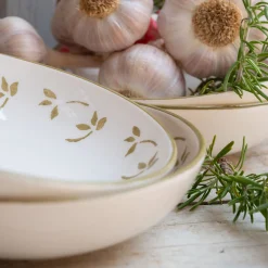 Coupelle motif floral en faïence D16cm - blanc