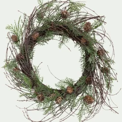 Couronne de Noël en pommes de pin D45cm - marron