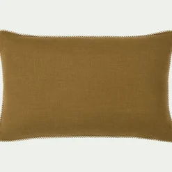 Coussin à passepoil bicolore en coton 30x50cm - vert mousse