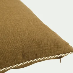 Coussin à passepoil bicolore en coton 30x50cm - vert mousse