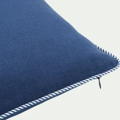 Coussin à passepoil bicolore en coton 30x50cm - bleu abysse