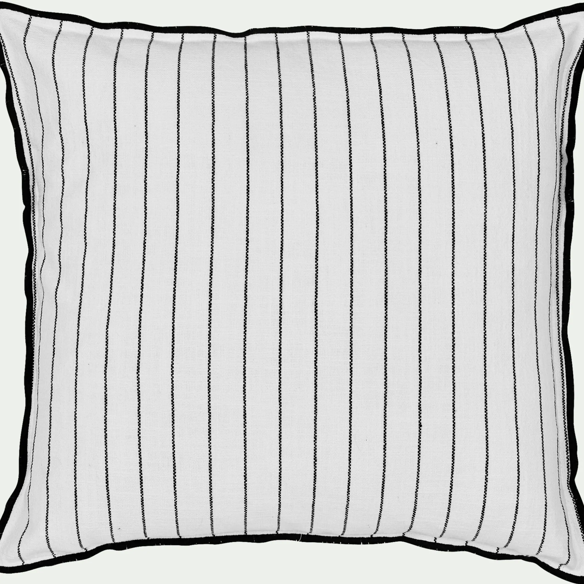 Coussin à rayures brodées en coton 45x45cm - noir et blanc