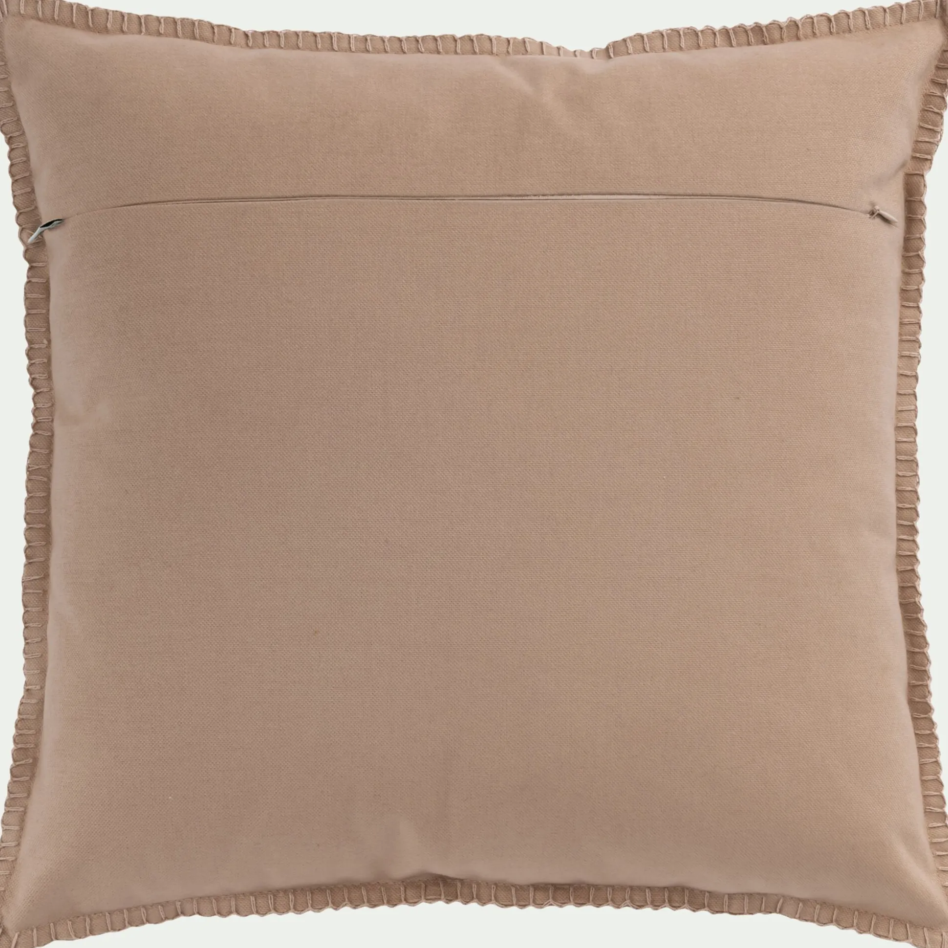 Coussin brodé en coton 45x45cm - beige corde