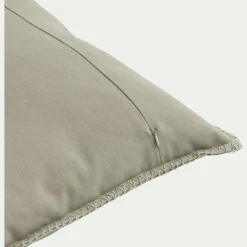 Coussin brodé en coton 45x45cm - vert olivier
