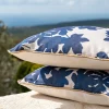 Coussin d'extérieur à motif feuilles de figuier 45x45cm - bleu
