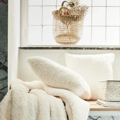 Coussin effet moutonné synthétique 45x45cm - blanc