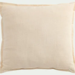 Coussin en coton à motif oyat finition surpiqure 45x45cm - beige