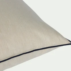 Coussin en coton finition point bourdon 45x45cm - beige