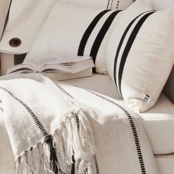 Coussin en coton tufté 30x50cm - blanc