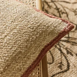 coussin en jute avec finition liseré 40x60cm - naturel