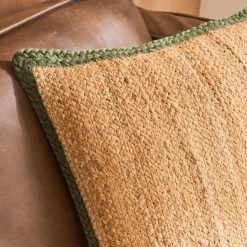 coussin en jute avec finition liseré 45x45cm - naturel