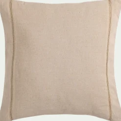 Coussin en lin et coton finition liseré 45x45cm - beige