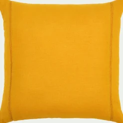 Coussin en lin et coton finition liseré 45x45cm - jaune argan