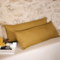 Coussin en lin lavé 30x80cm - brun alep