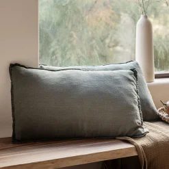 Coussin en lin lavé 40x60cm - vert cèdre