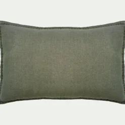 Coussin en lin lavé 40x60cm - vert cèdre
