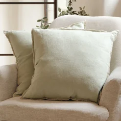 Coussin en lin 45x45cm - vert olivier