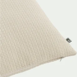 Coussin en tissu effet crocheté 45x45cm - blanc écru
