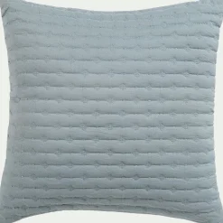 Coussin en tissu surpiqué 45x45cm - bleu calaluna