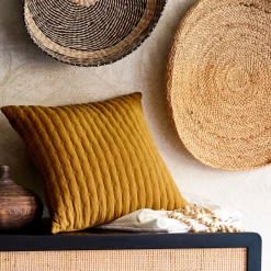 Coussin en tissu surpiqué 45x45cm - jaune alep