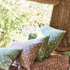 Coussin finition croquet en coton 30x80cm - vert