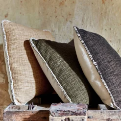 Coussin finition passepoil en coton 45x45cm - naturel