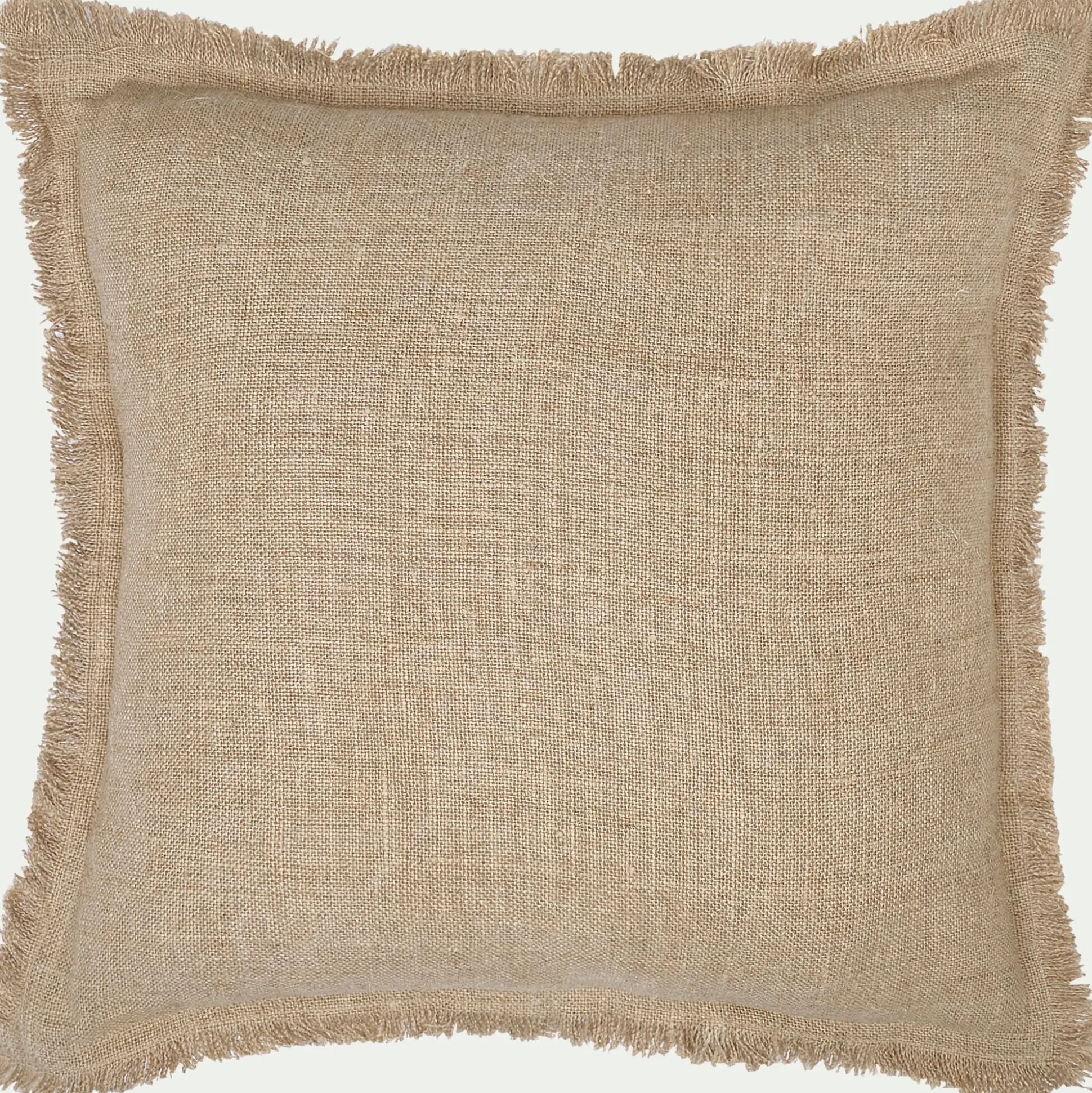 Coussin frangé en lin 45x45cm - naturel